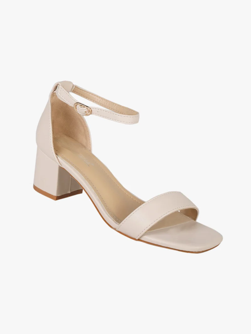 Sandali donna con cinturino e tacco - beige