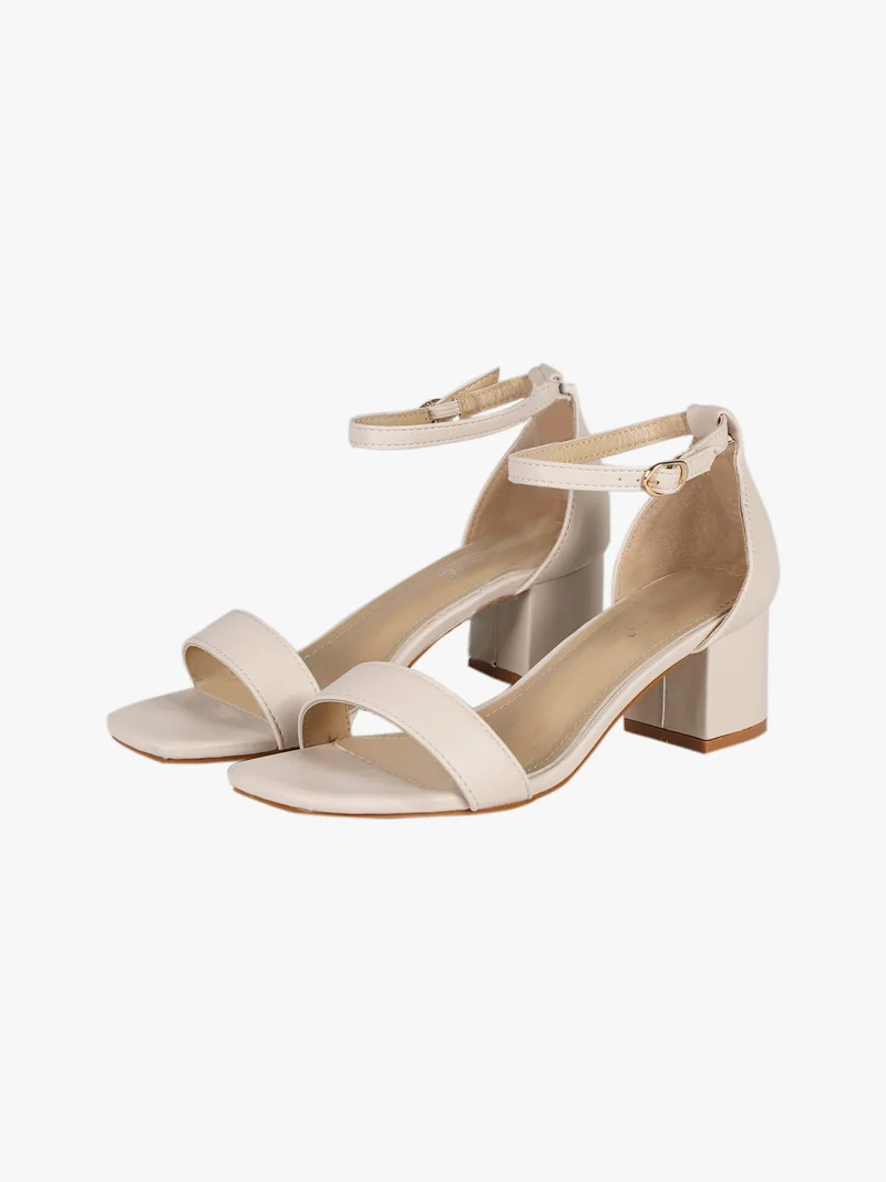 Sandali donna con cinturino e tacco - beige