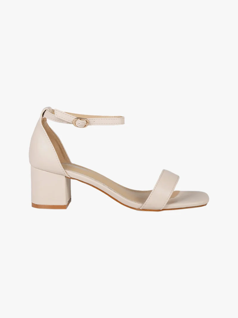 Sandali donna con cinturino e tacco - beige