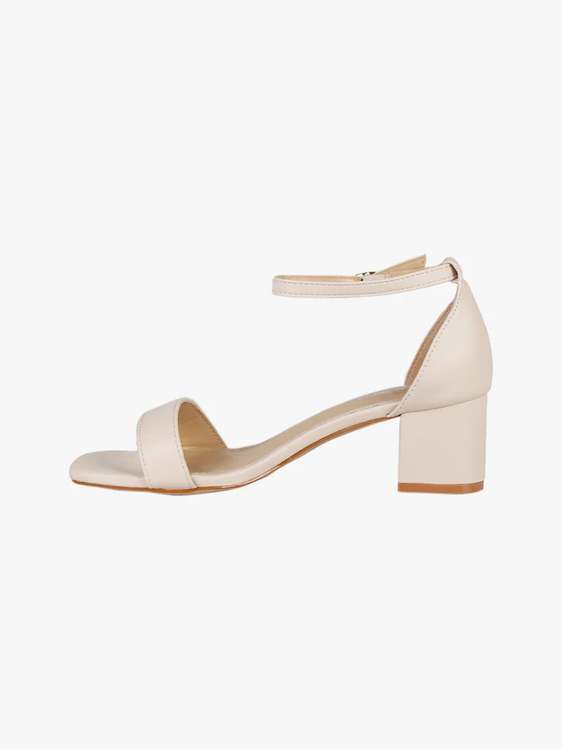 Sandali donna con cinturino e tacco - beige