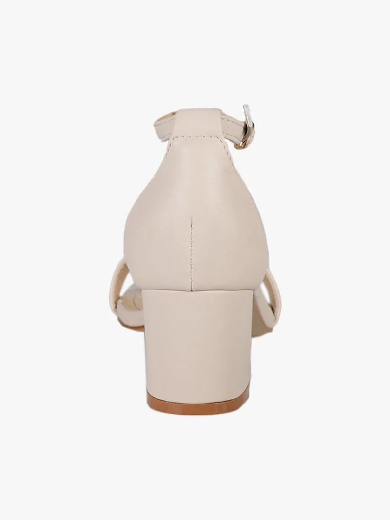 Sandali donna con cinturino e tacco - beige