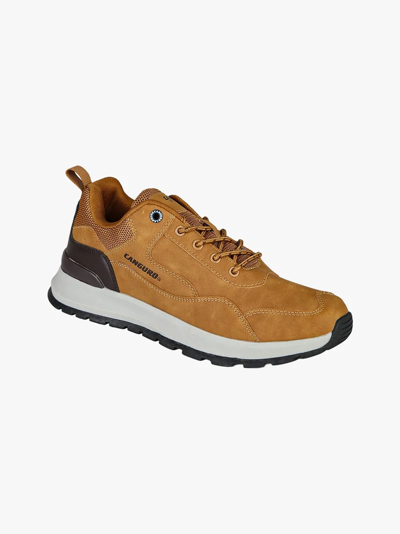 Sneakers da uomo stringate in ecopelle - cammello