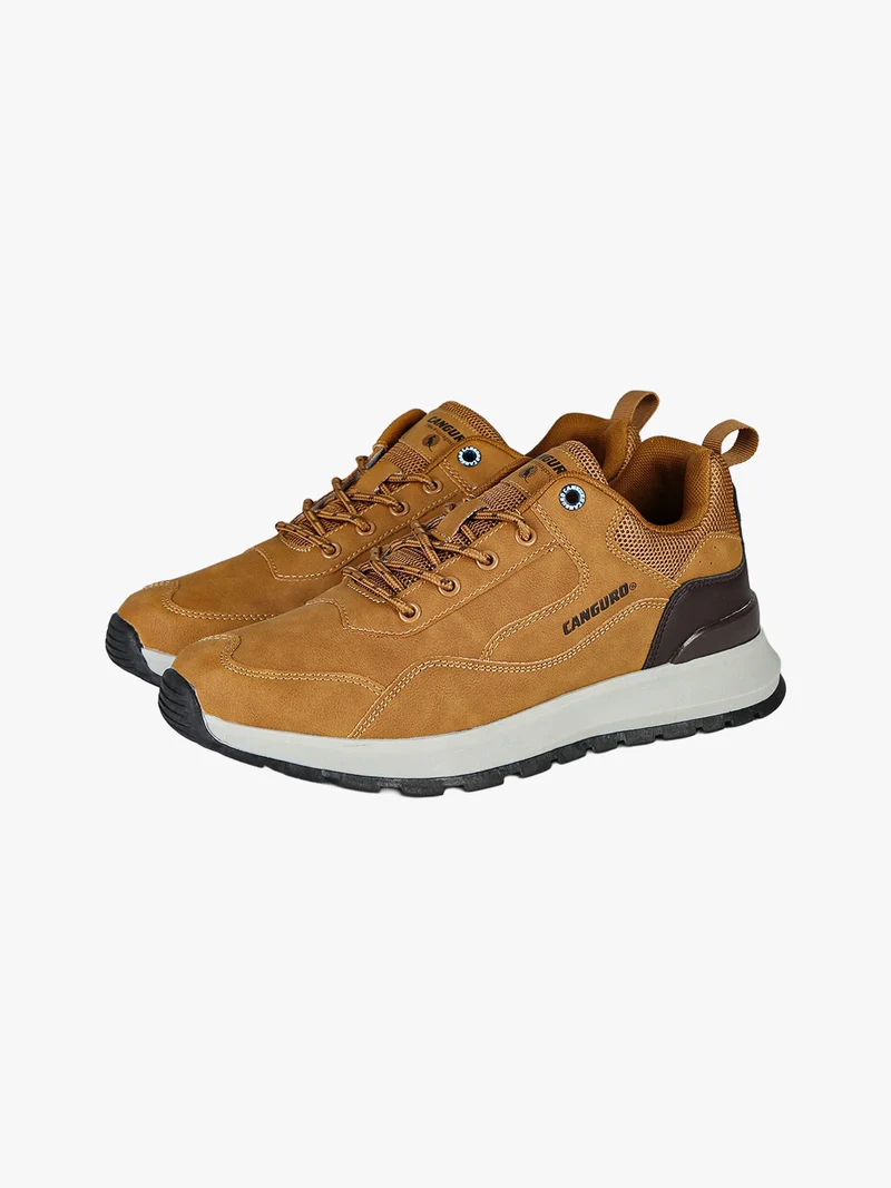 Sneakers da uomo stringate in ecopelle - cammello