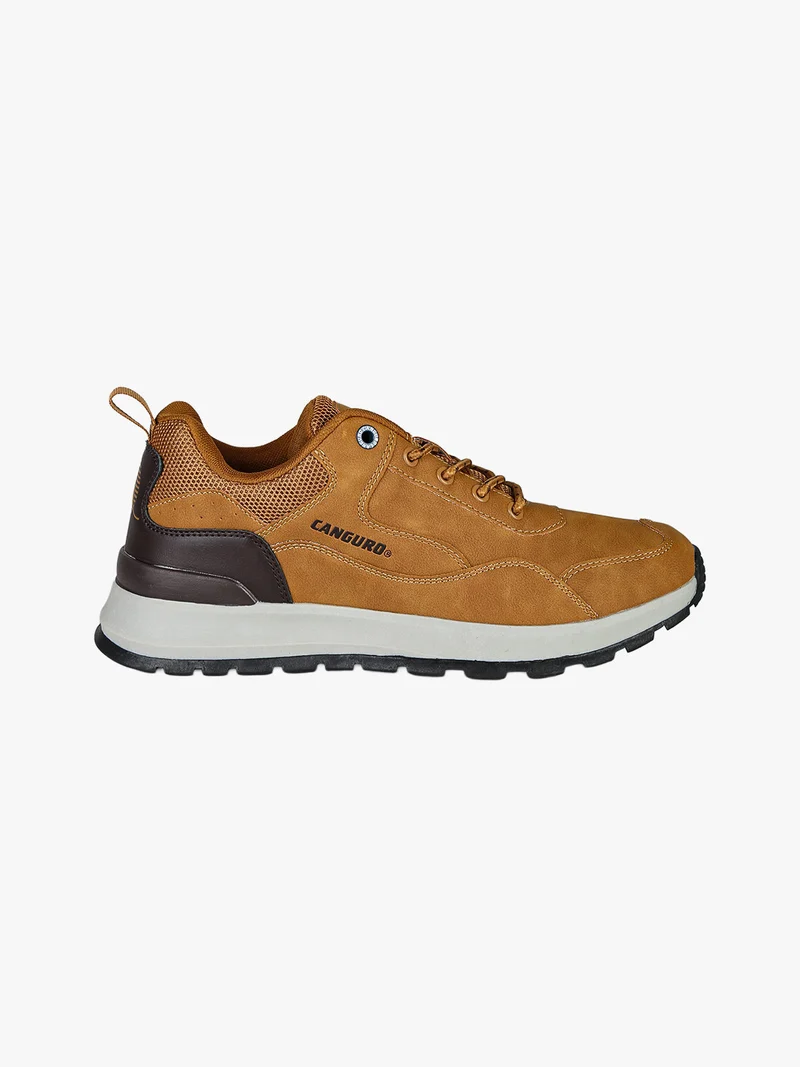 Sneakers da uomo stringate in ecopelle - cammello