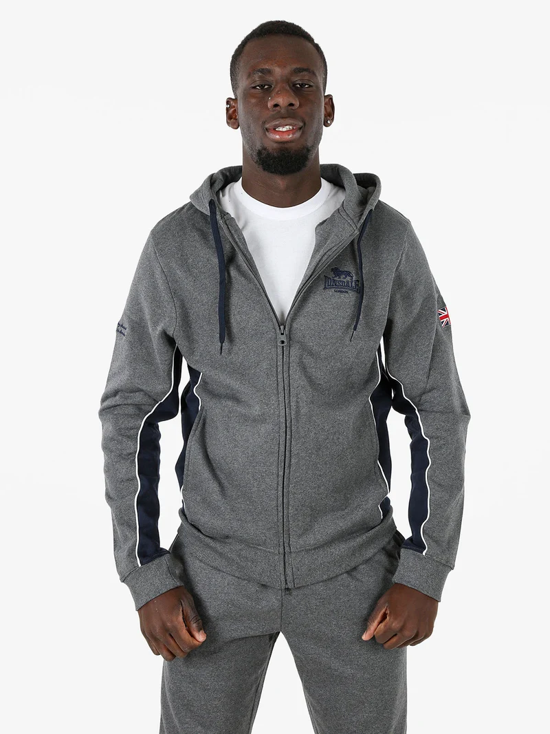 Felpa sportiva da uomo con cappuccio e zip - grigio scuro
