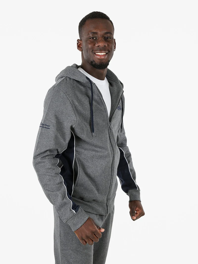 Felpa sportiva da uomo con cappuccio e zip - grigio scuro