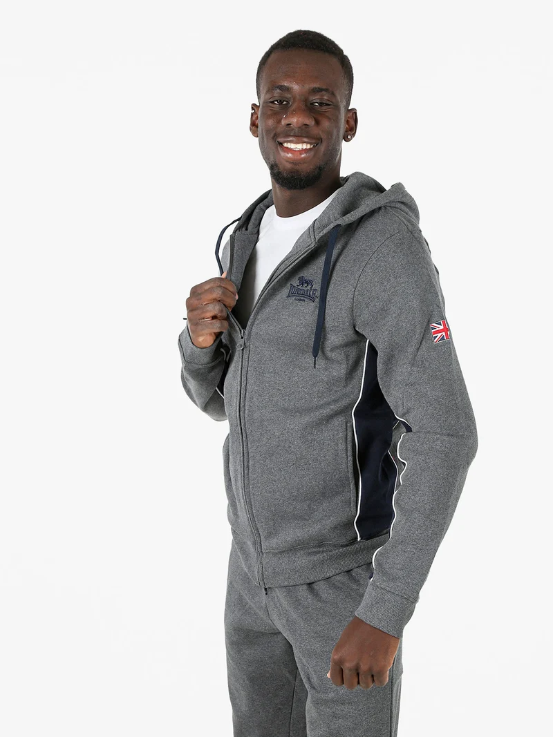 Felpa sportiva da uomo con cappuccio e zip - grigio scuro
