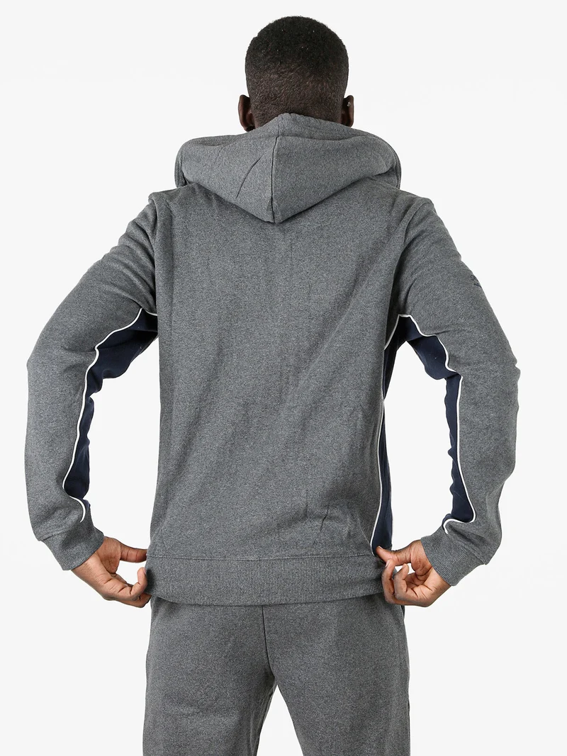 Felpa sportiva da uomo con cappuccio e zip - grigio scuro