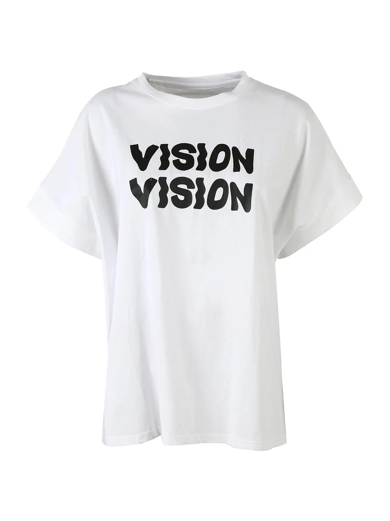 T-shirt donna oversize con giromanica imbottito - bianco