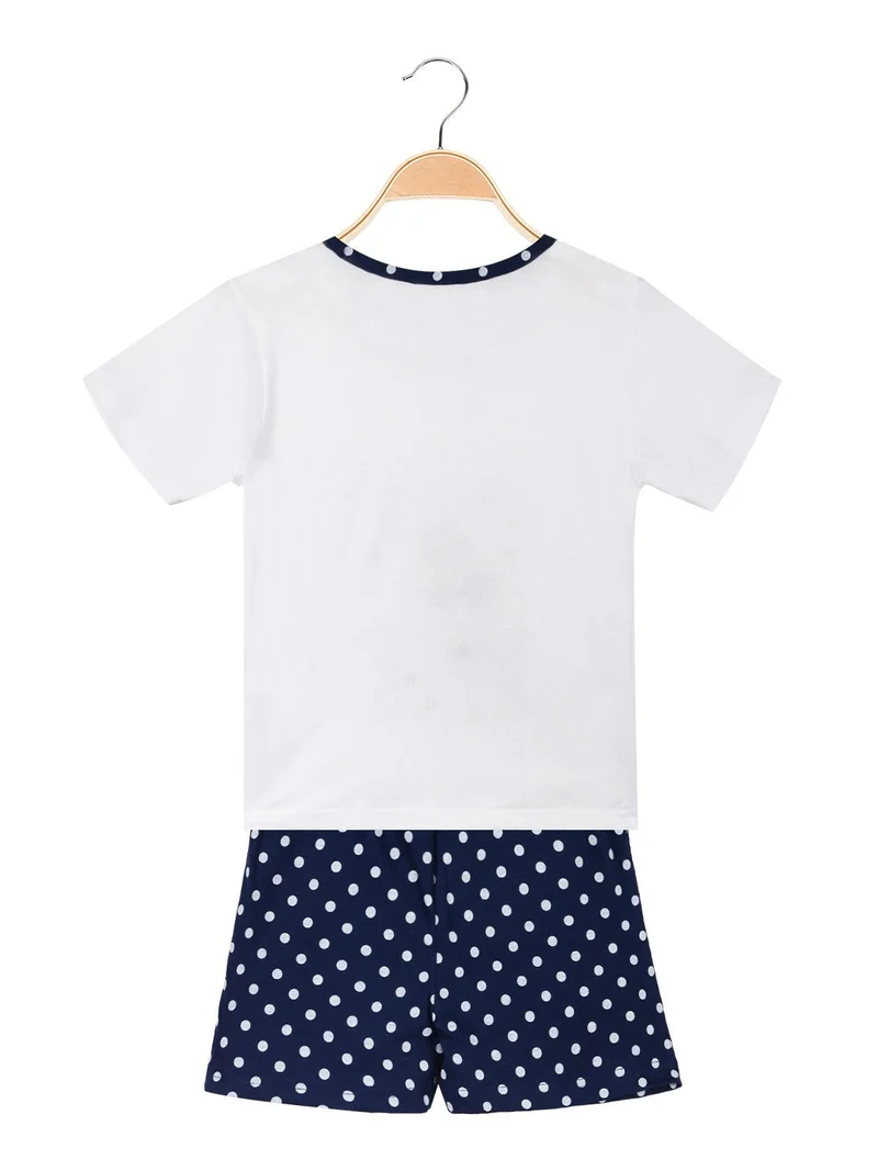 Pigiama corto in cotone da bambina - bianco