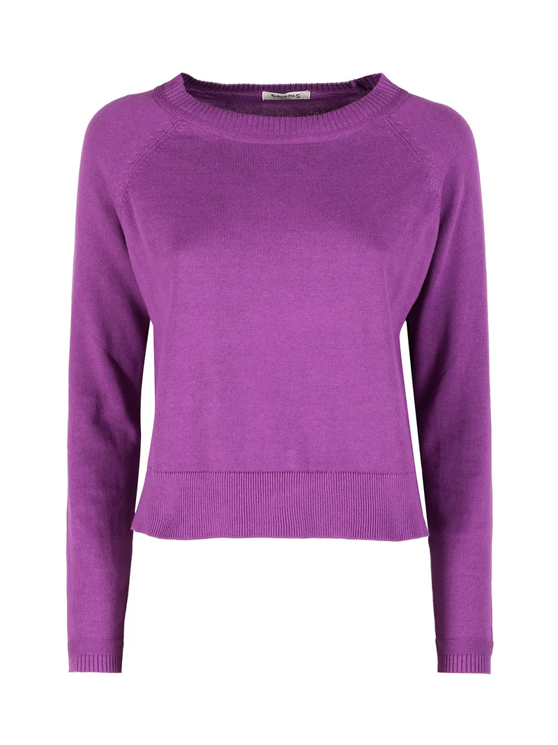 Pullover donna girocollo in maglia - porpora