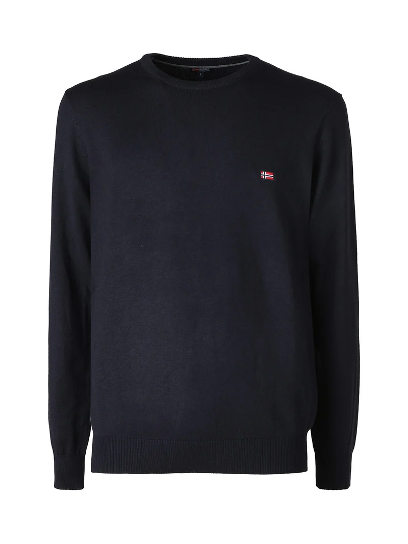 Pullover girocollo da uomo in maglia - blu scuro