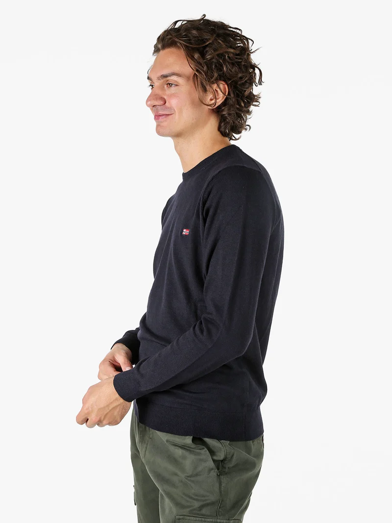 Pullover girocollo da uomo in maglia - blu scuro