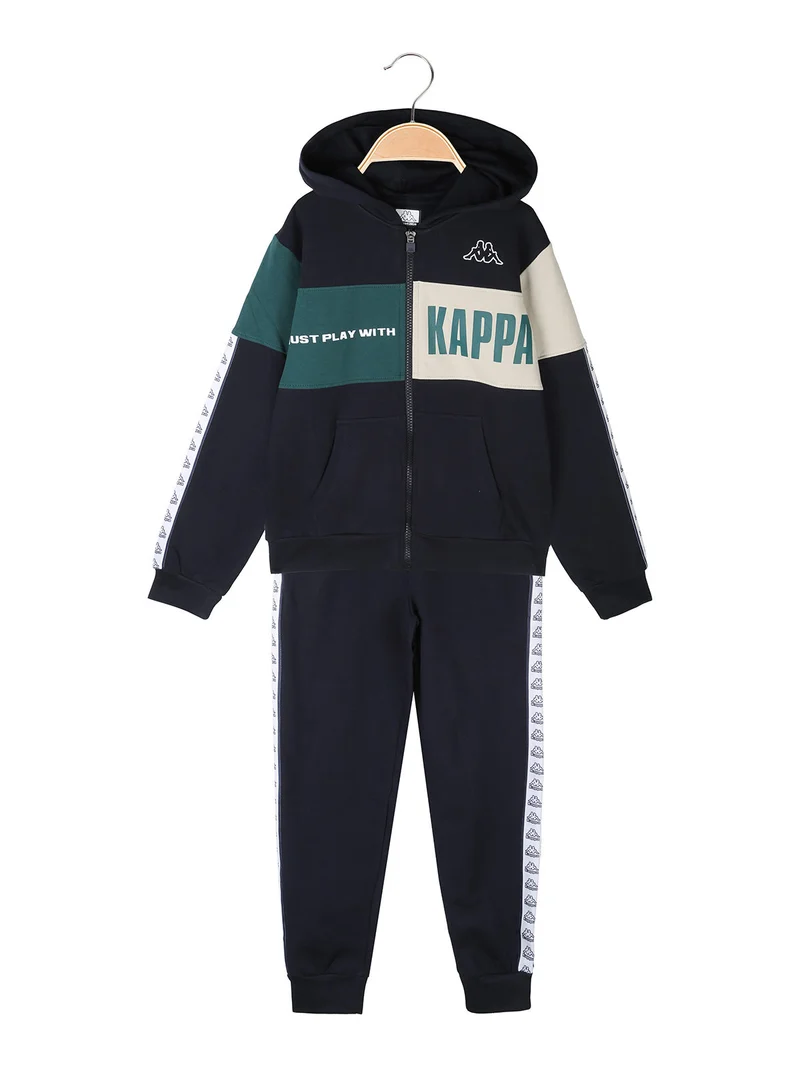 Completo tuta 2 pezzi da ragazzo con cappuccio e zip - blu scuro