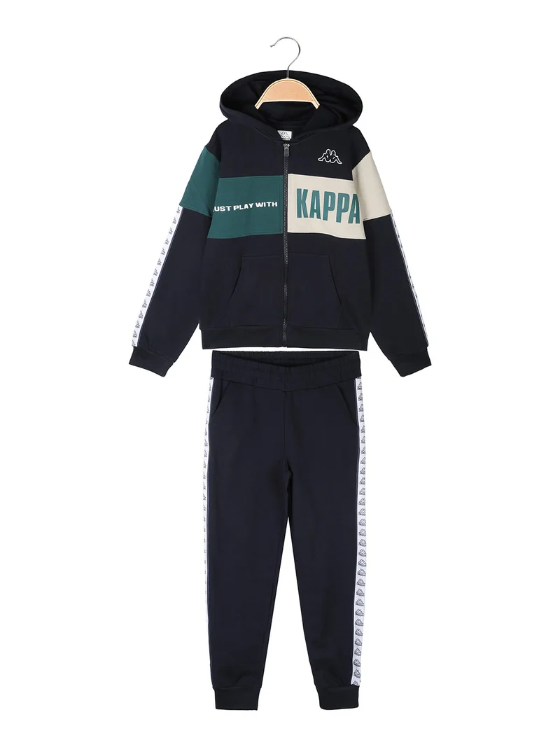 Completo tuta 2 pezzi da ragazzo con cappuccio e zip - blu scuro