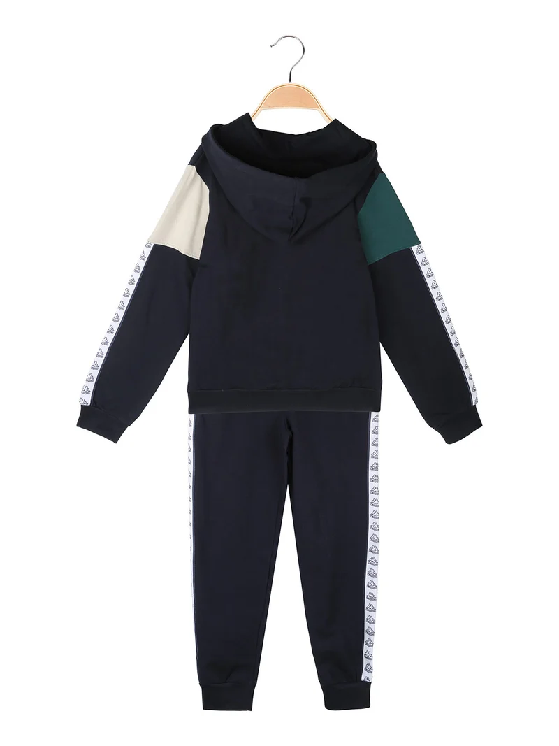 Completo tuta 2 pezzi da ragazzo con cappuccio e zip - blu scuro