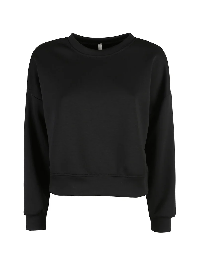 Felpa donna oversize girocollo - nero