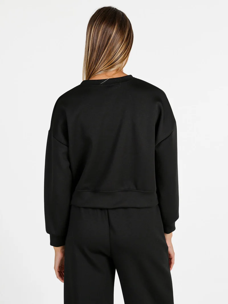 Felpa donna oversize girocollo - nero