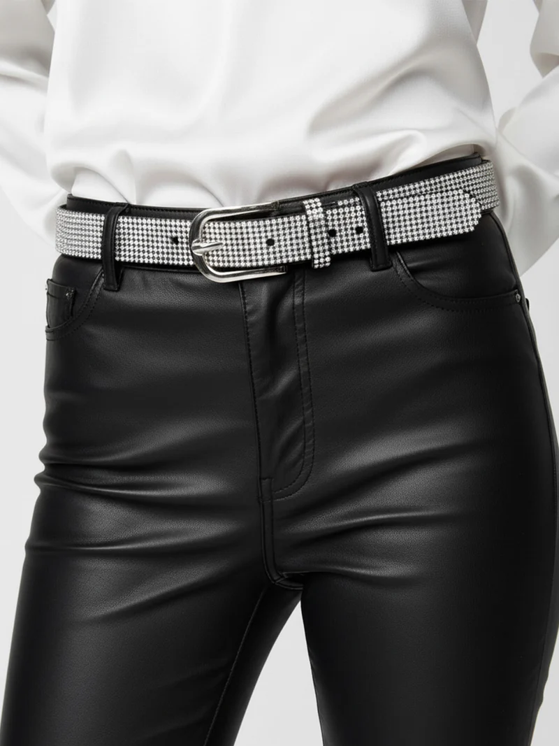 Cintura donna con strass - nero