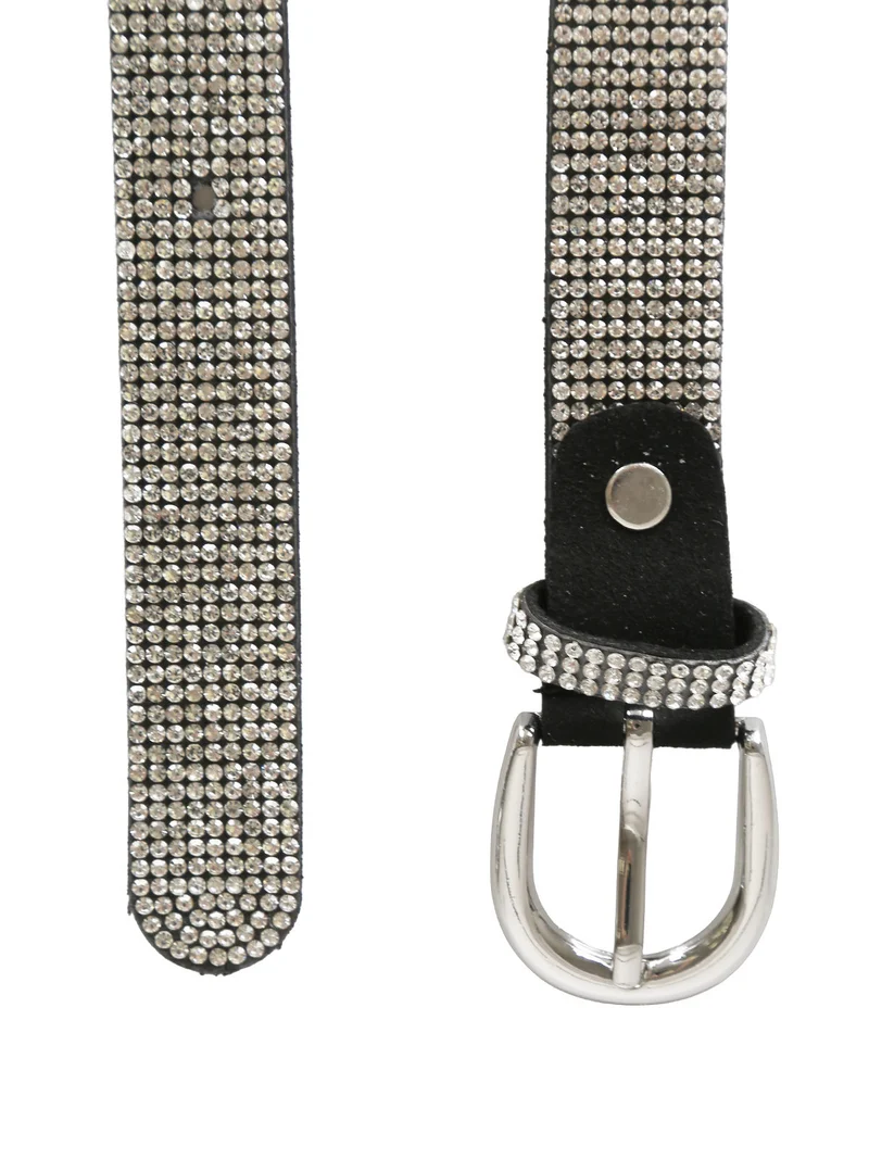 Cintura donna con strass - nero