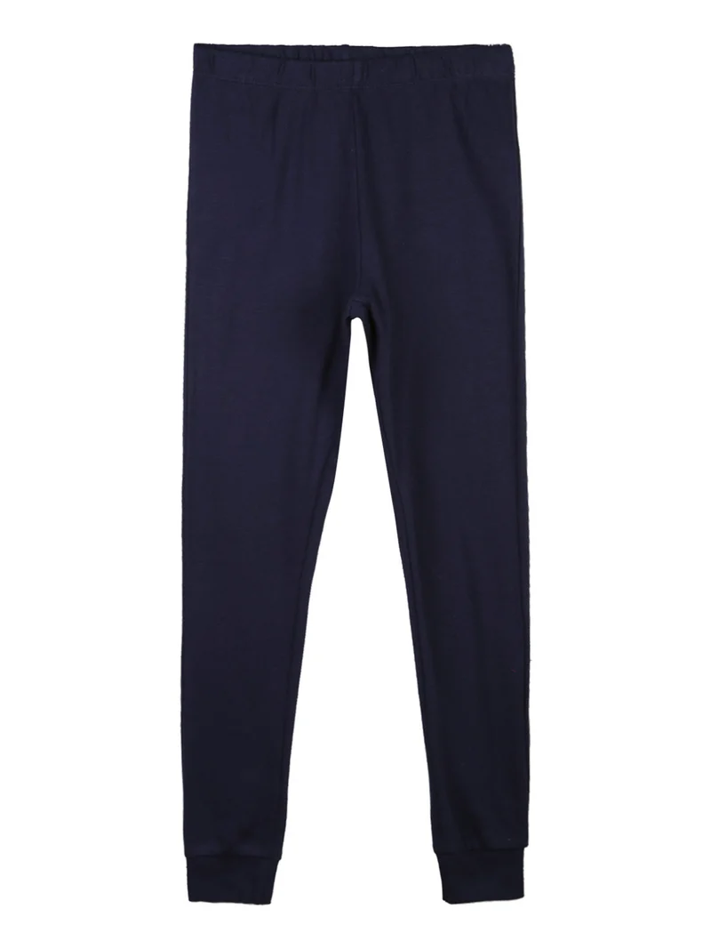 Pigiama lungo da bambina in caldo cotone - blu scuro