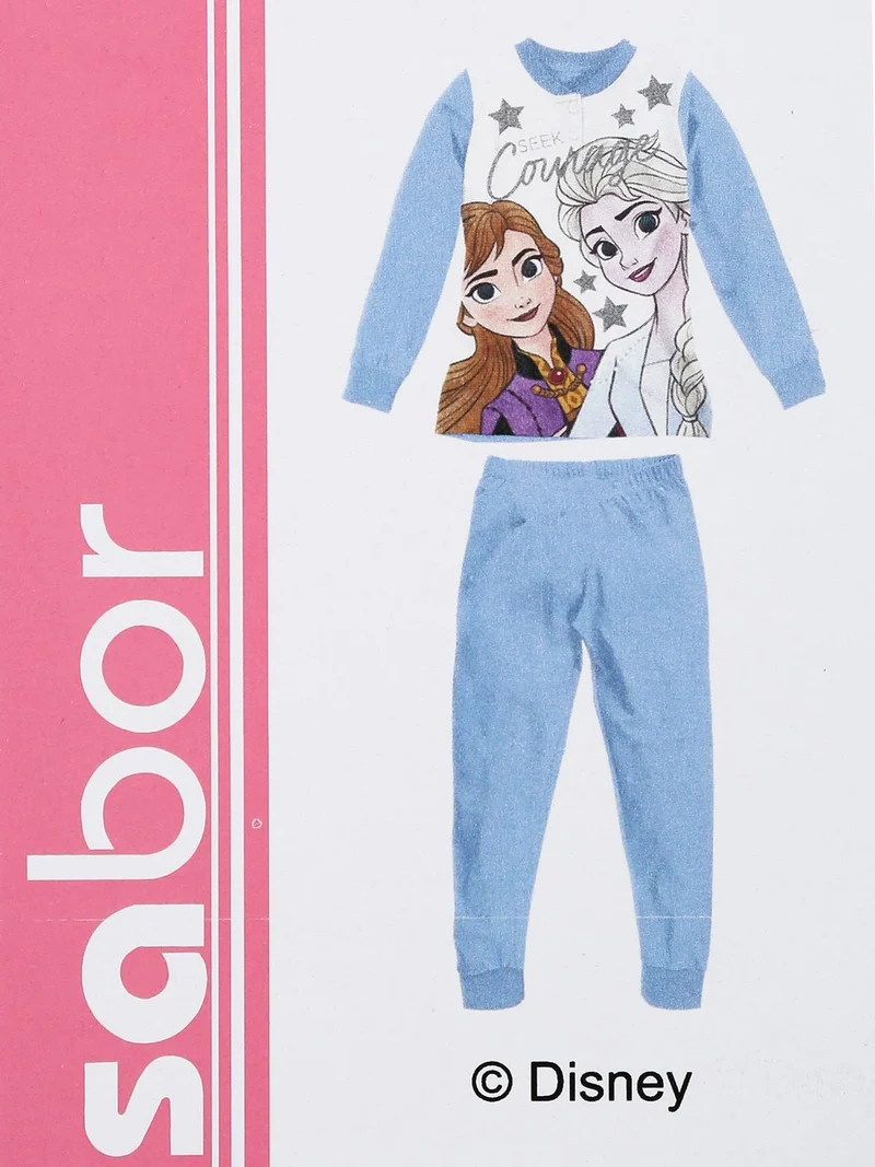 Pigiama lungo da bambina in caldo cotone - blu scuro