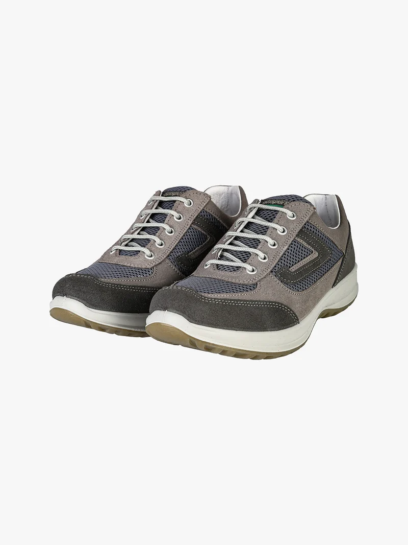 Sneakers in pelle scamosciata da uomo e mesh - grigio scuro