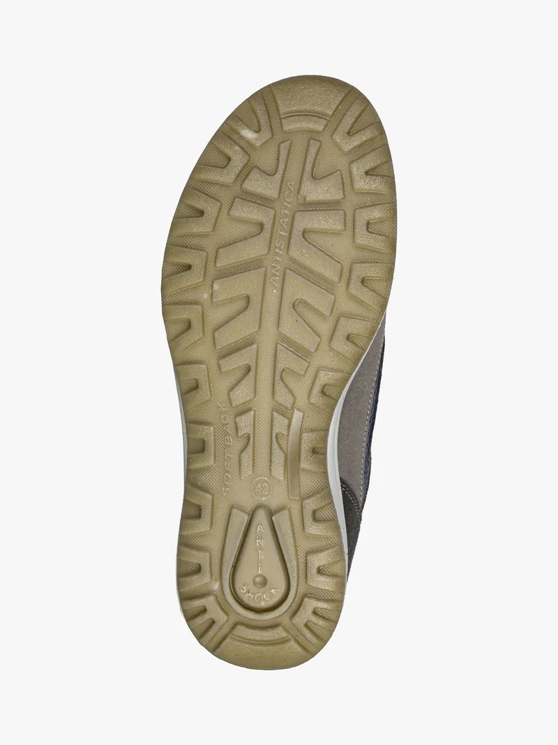 Sneakers in pelle scamosciata da uomo e mesh - grigio scuro