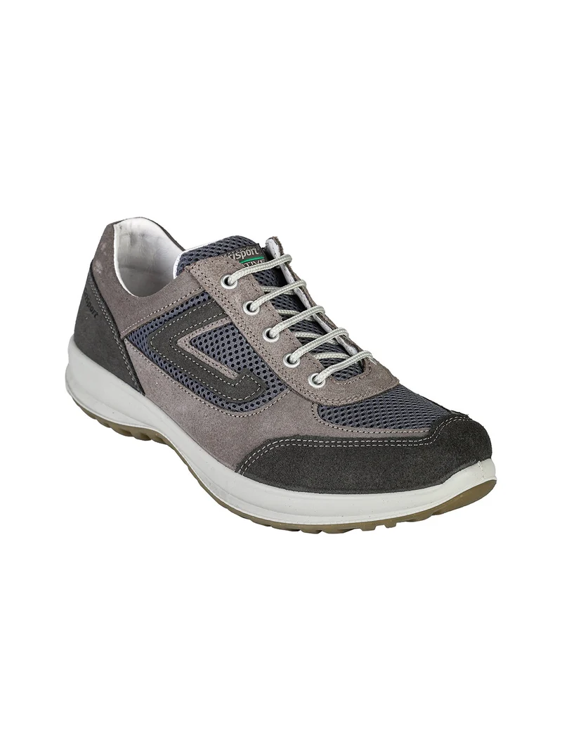 Sneakers in pelle scamosciata da uomo e mesh - grigio scuro