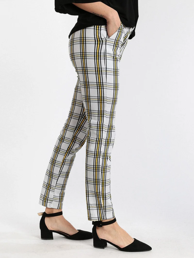Pantaloni a quadri leggeri - bianco