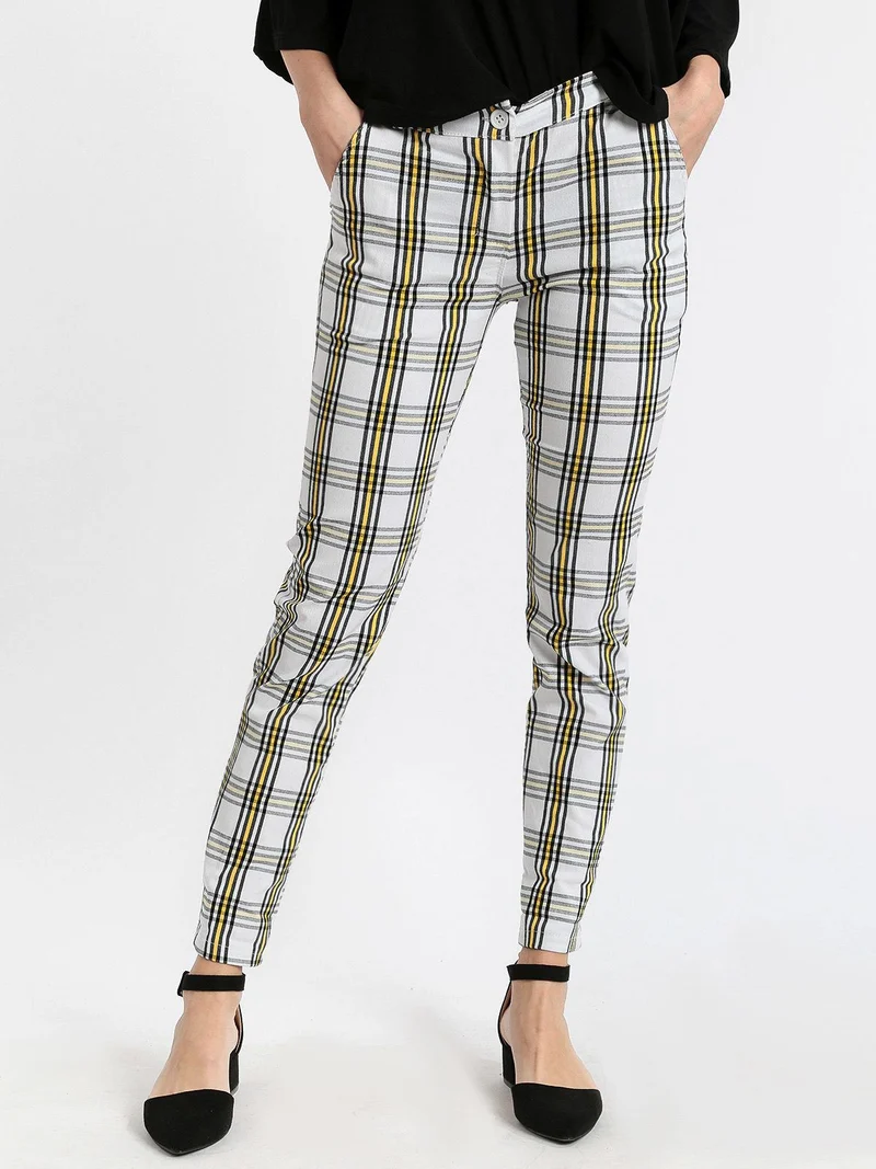 Pantaloni a quadri leggeri - bianco