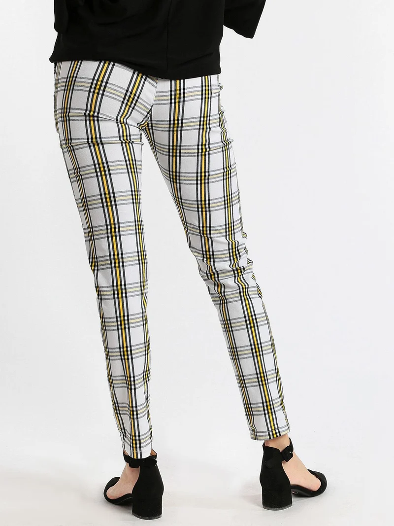Pantaloni a quadri leggeri - bianco