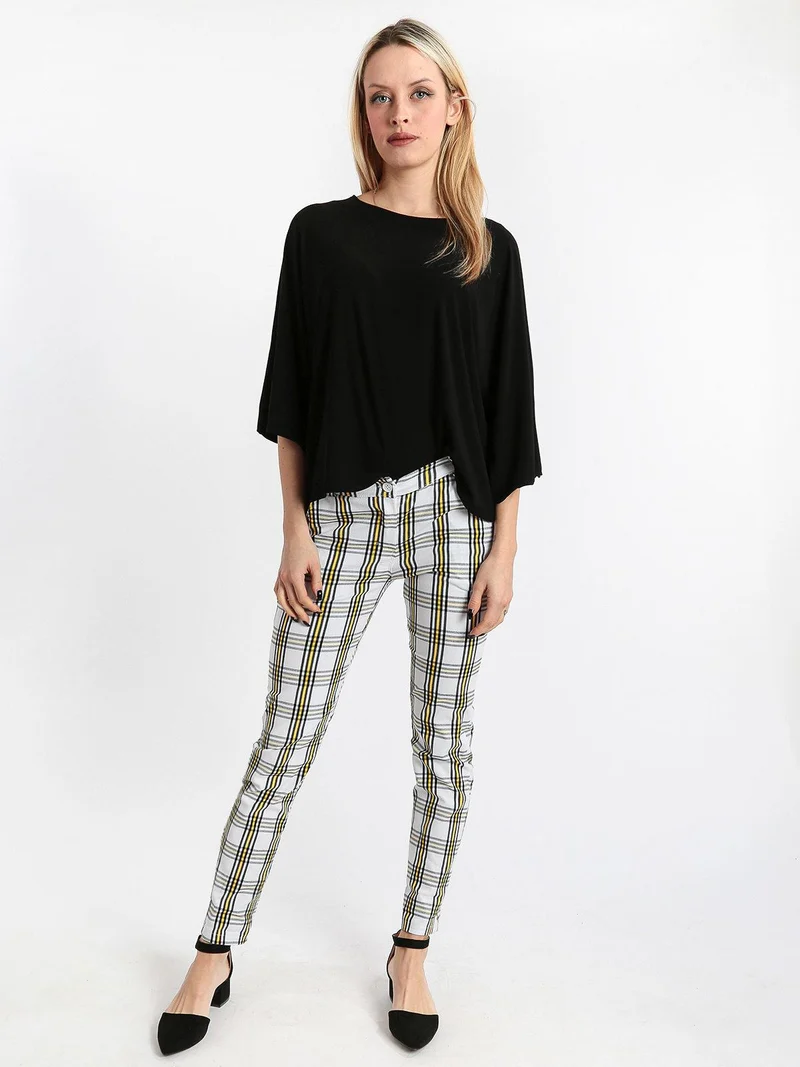 Pantaloni a quadri leggeri - bianco