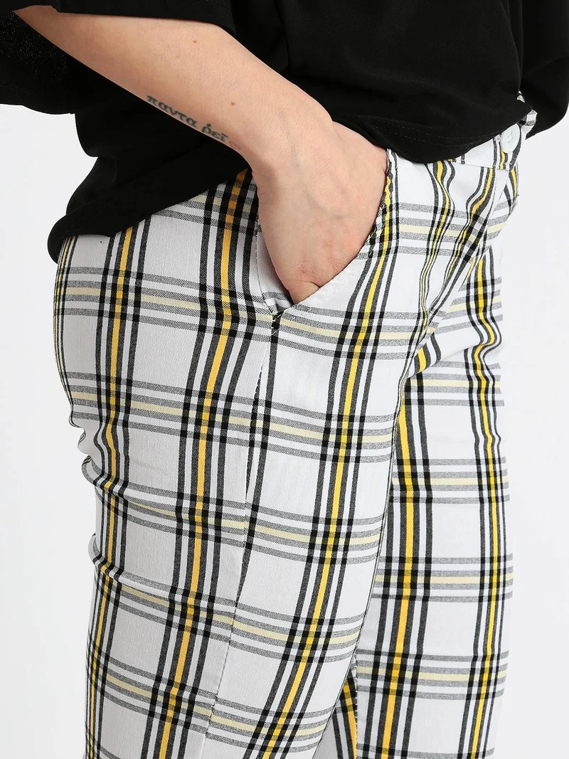 Pantaloni a quadri leggeri - bianco