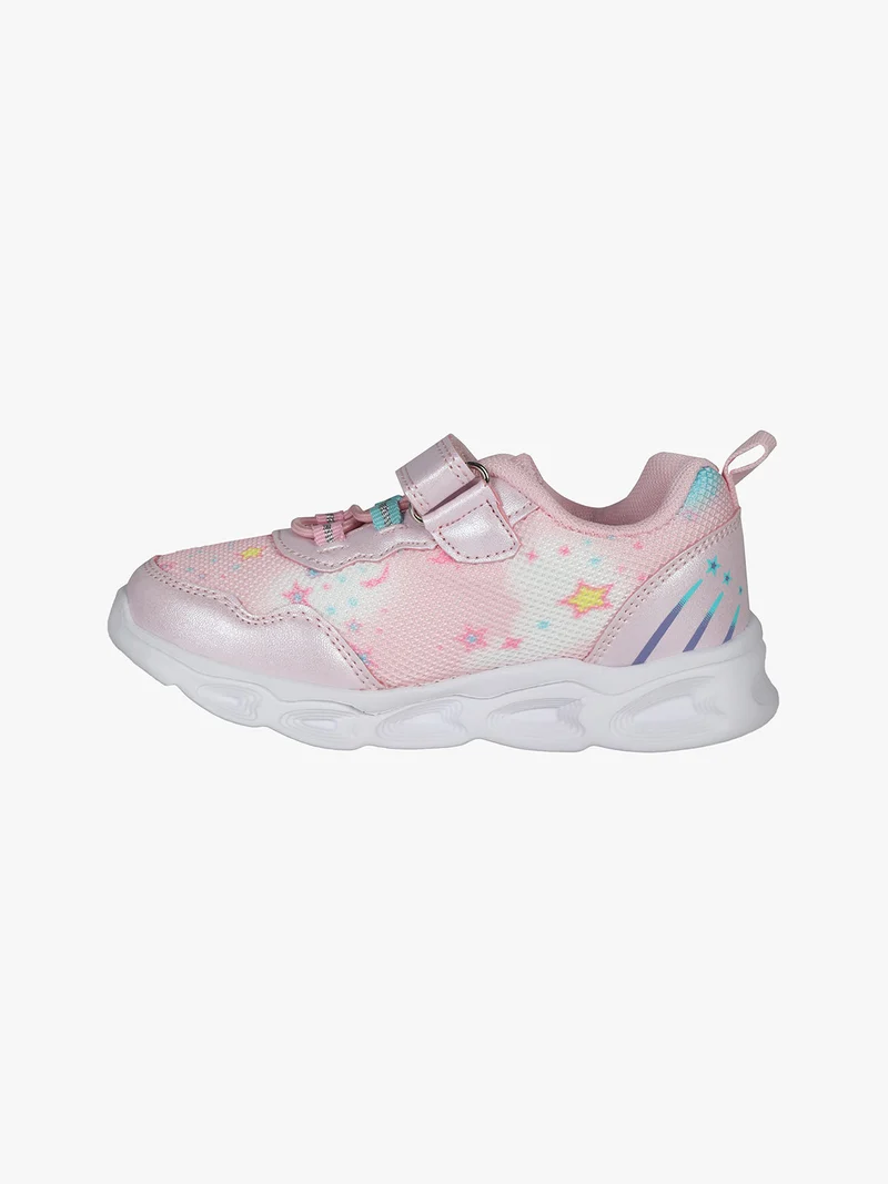 Sneakers da bambina con chiusura a strappo e luci - rosa