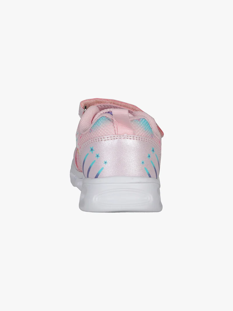 Sneakers da bambina con chiusura a strappo e luci - rosa