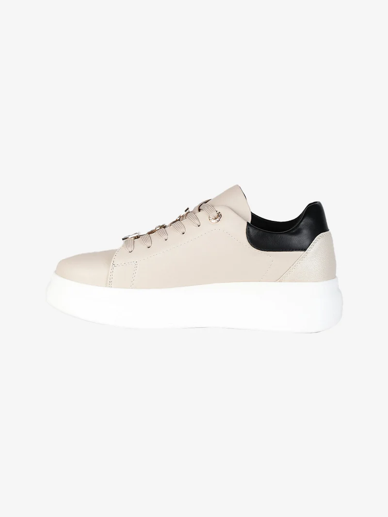 Sneakers donna gioiello con platform - beige