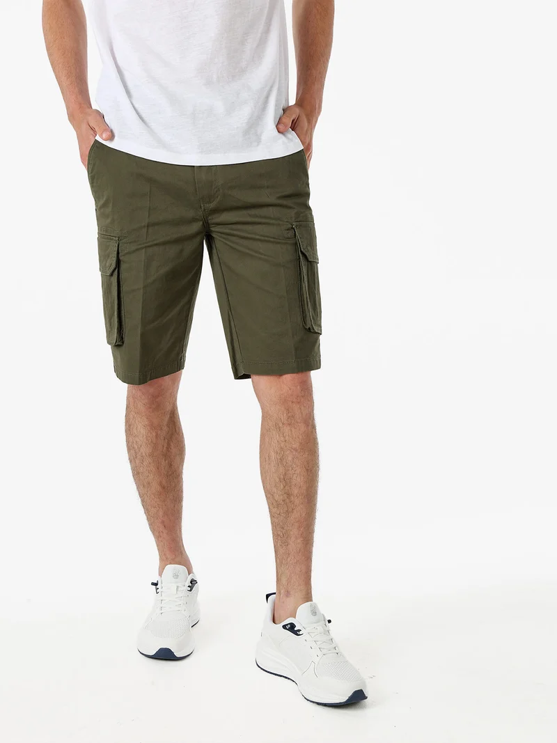 Bermuda cargo da uomo in cotone - militare