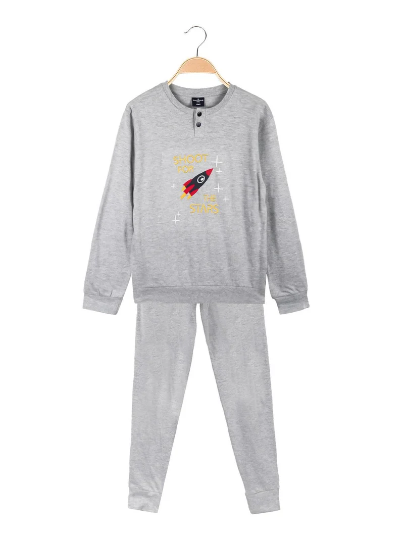 Pigiama lungo da bambino in cotone - grigio