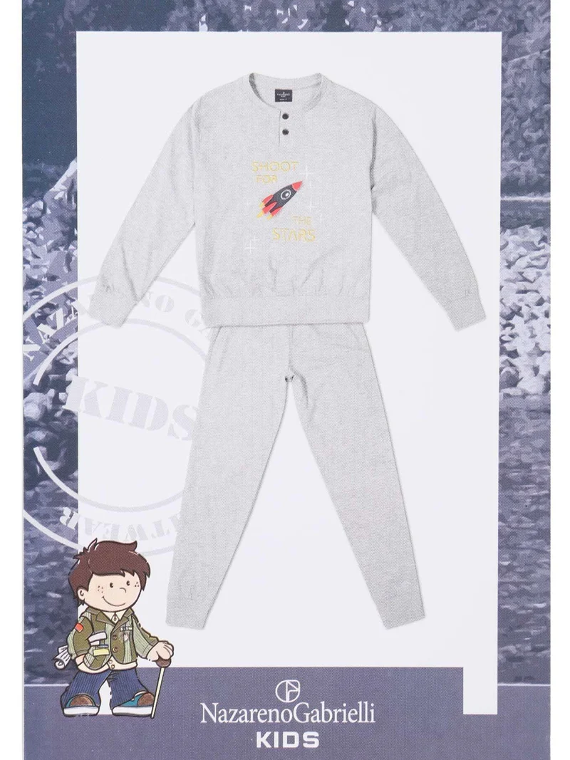 Pigiama lungo da bambino in cotone - grigio
