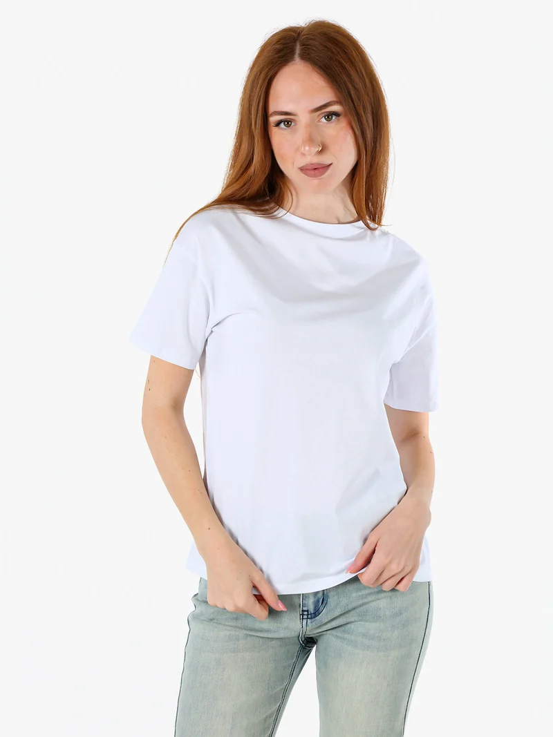 T-shirt donna oversize in cotone elasticizzato - bianco