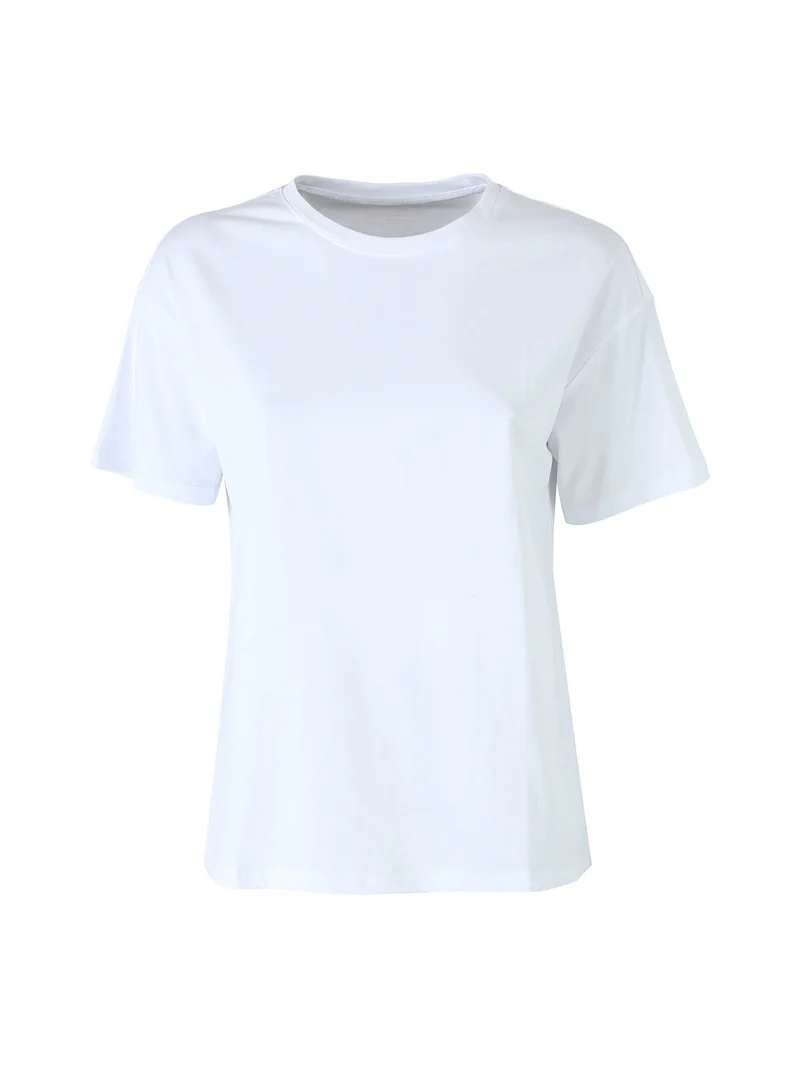 T-shirt donna oversize in cotone elasticizzato - bianco