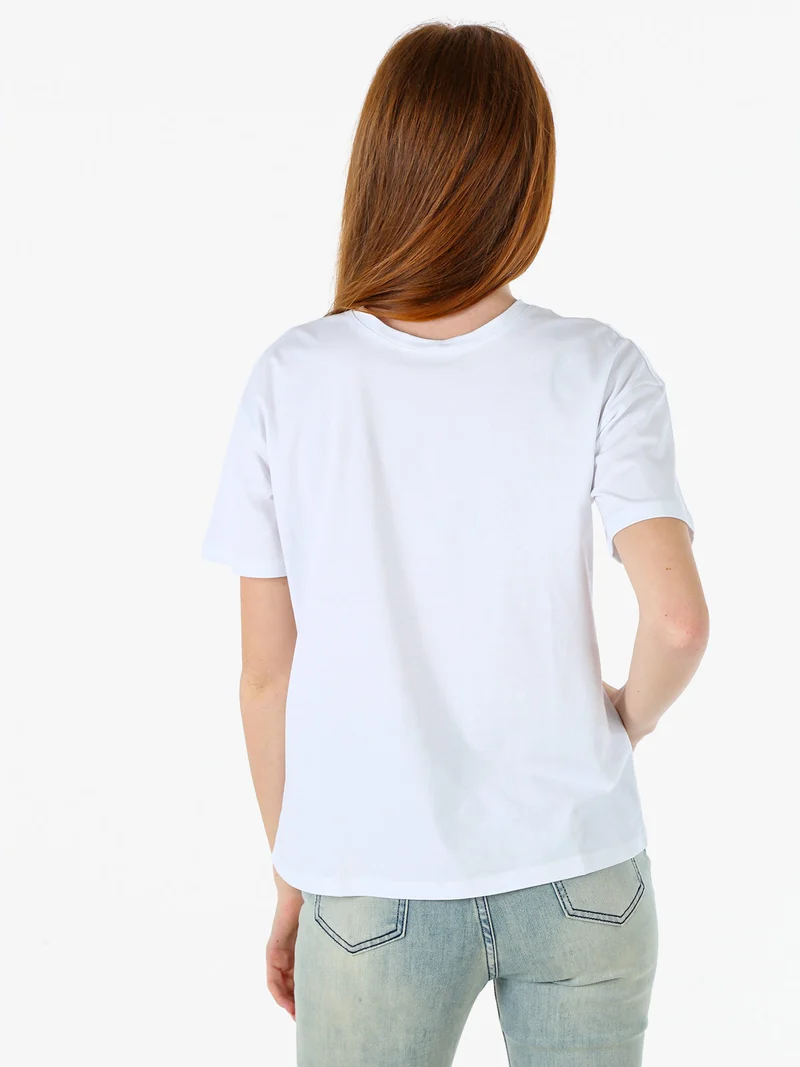 T-shirt donna oversize in cotone elasticizzato - bianco