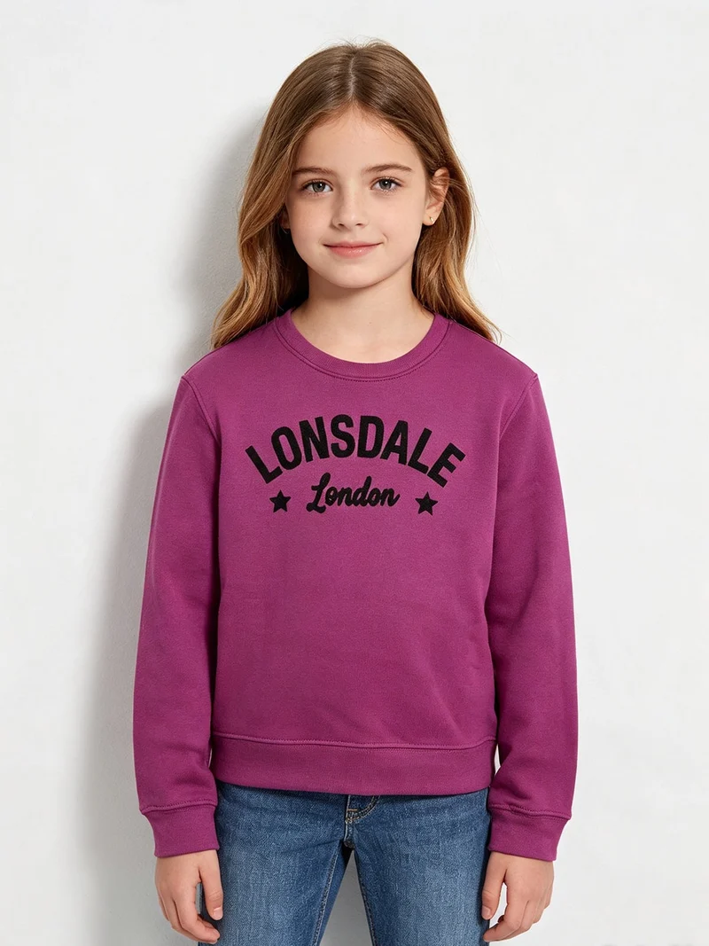 Felpa pesante da bambina con scollo tondo - fucsia