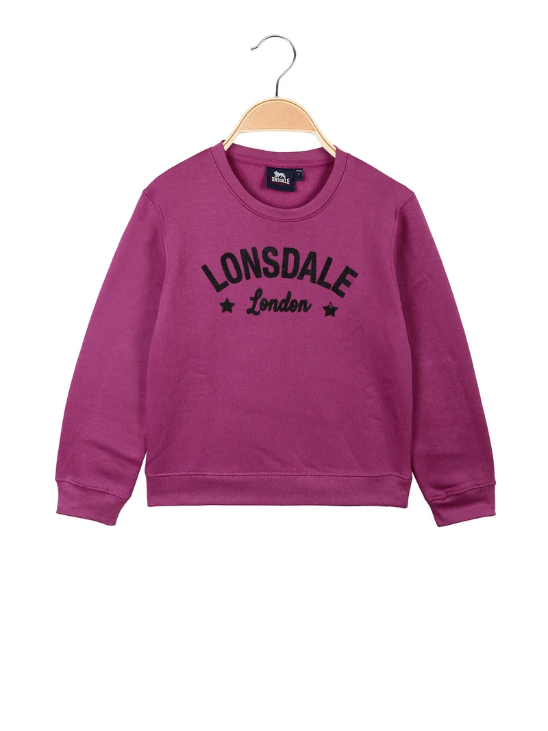 Felpa pesante da bambina con scollo tondo - fucsia