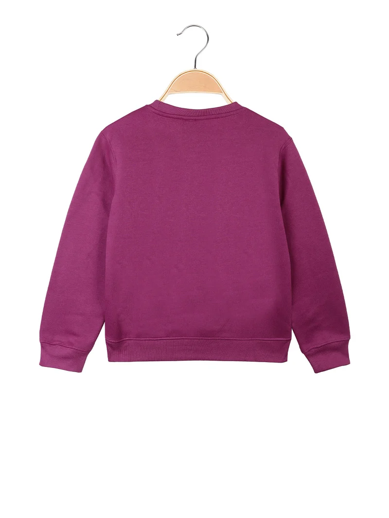 Felpa pesante da bambina con scollo tondo - fucsia
