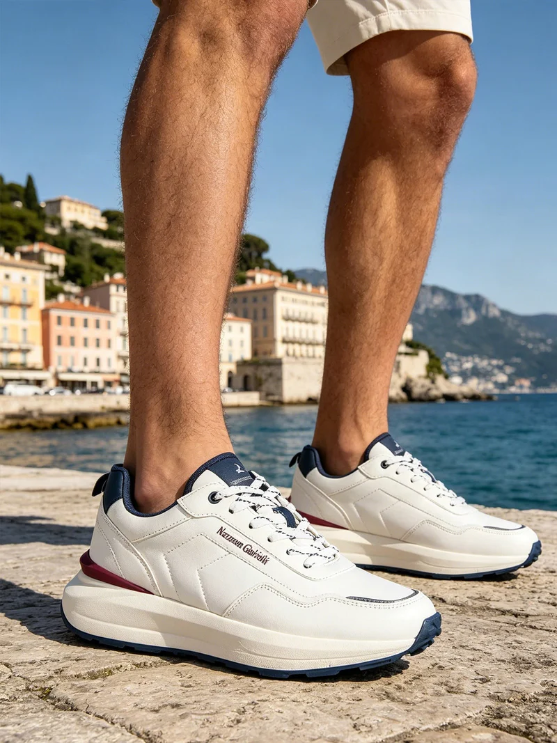Sneakers stringate da uomo - bianco