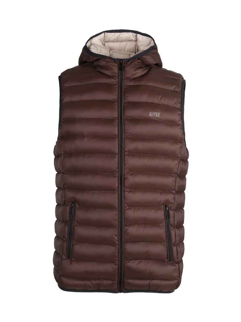 Gilet da uomo imbottito con cappuccio - moro