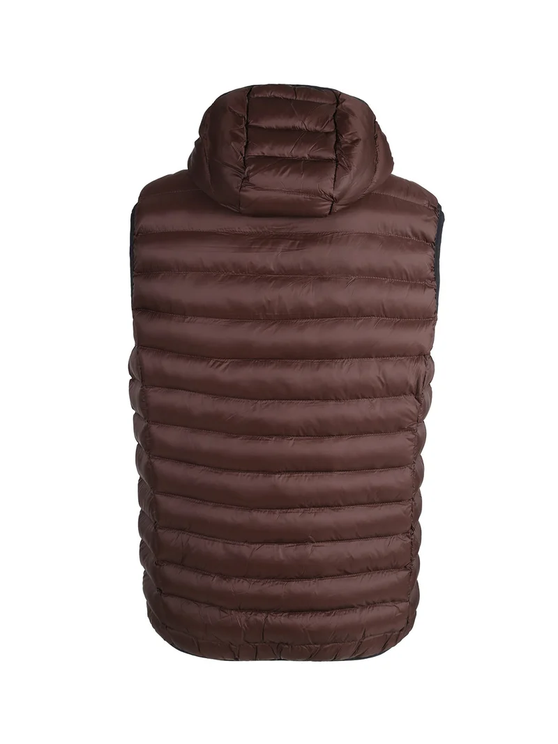 Gilet da uomo imbottito con cappuccio - moro