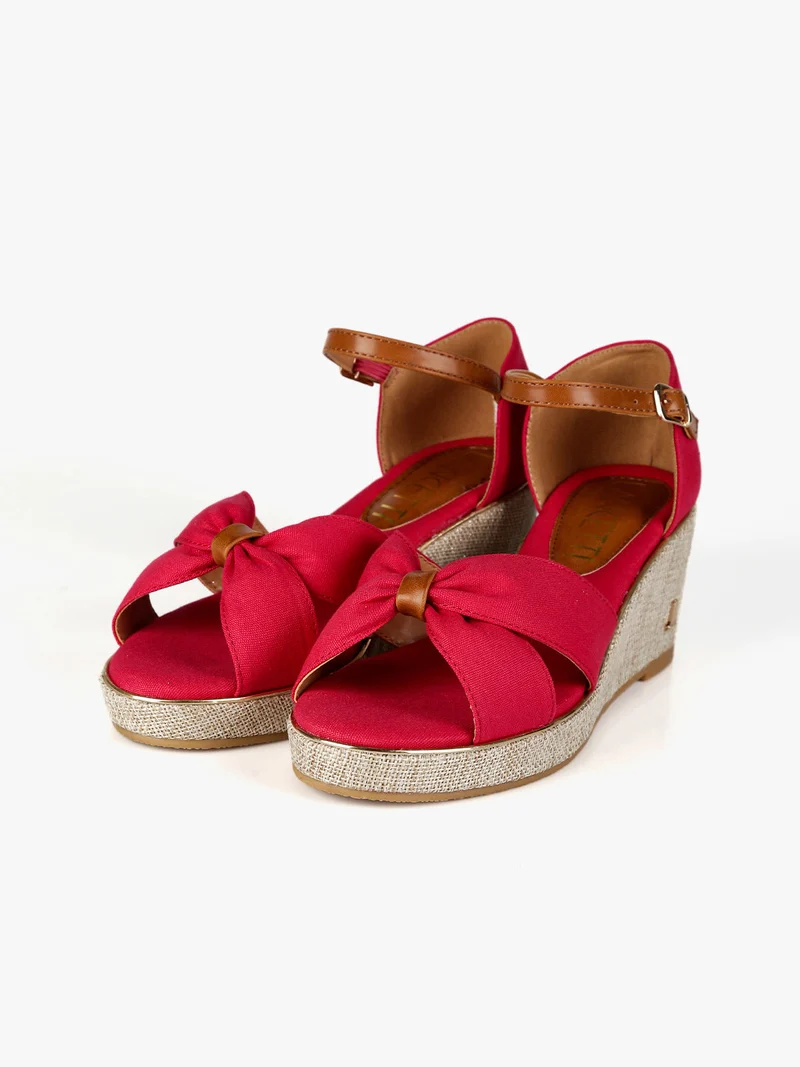 Sandali donna con zeppa - rosso